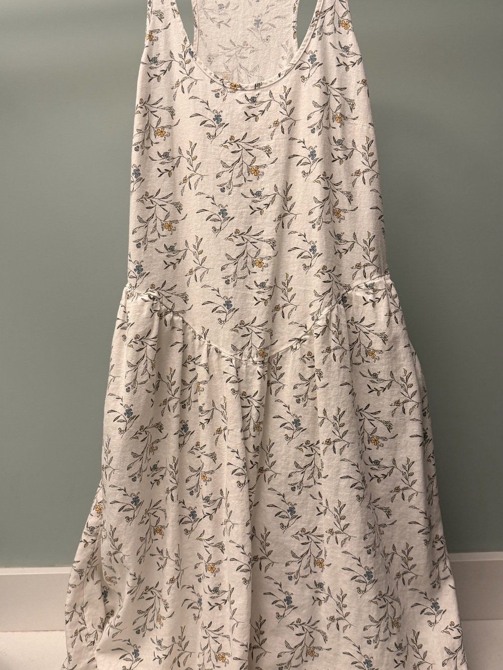 Universal Thread Cream Floral Tiered Maxi Skirt with Blue and Yellow Accents